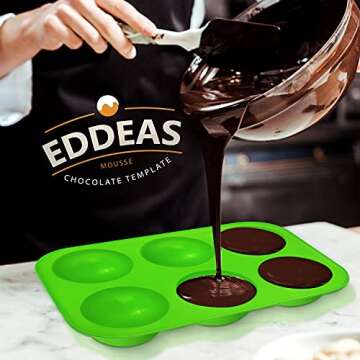 Eddeas Semi Sphere Silicone Chocolate Molds, 3 Pack Half Sphere Silicone Baking Molds for Making Jelly, Chocolate, Cupcake & Pudding, Food Grade & PBA Free (6 Cups, 15 Cups & 24 Cups)
