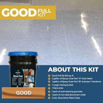 Epoxy Floor Kit - Epoxy-Coat Good Full Kit (Dark Gray Base) with Gray Blend Flakes up to 500 sq. ft....