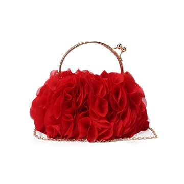 Lanpet Women Floral Clutch Purses Satin Flower Evening Bag Party Prom Handbags