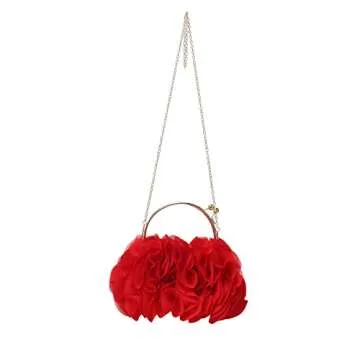 Lanpet Women Floral Clutch Purses Satin Flower Evening Bag Party Prom Handbags