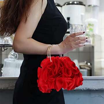 Lanpet Women Floral Clutch Purses Satin Flower Evening Bag Party Prom Handbags