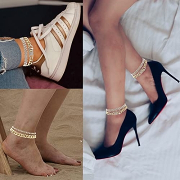 Impurain Bling Tennis Anklet - Layered Gold Jewelry