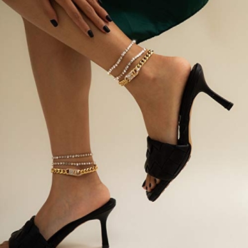 Impurain Bling Tennis Anklet - Layered Gold Jewelry