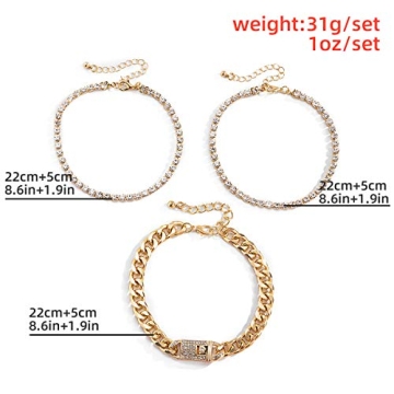 Impurain Bling Tennis Anklet - Layered Gold Jewelry