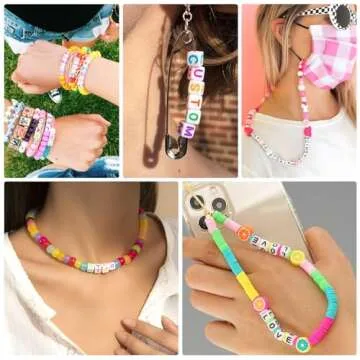 Quefe 1000pcs Letter Alphabet Beads, 4 Color 6mm Cube Acrylic Letter Beads with 50 Meters Elastic String Crystal Cord for Jewelry Making, Necklace, Bracelets