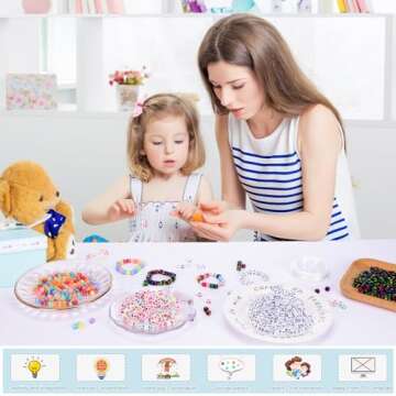 Quefe 1000pcs Letter Alphabet Beads, 4 Color 6mm Cube Acrylic Letter Beads with 50 Meters Elastic String Crystal Cord for Jewelry Making, Necklace, Bracelets