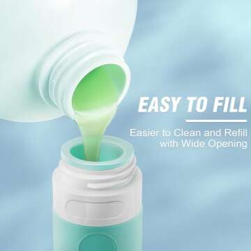 AMMAX Travel Bottles for Toiletries 3 oz with Labels Silicone Leak Proof Travel Size Containers for ...