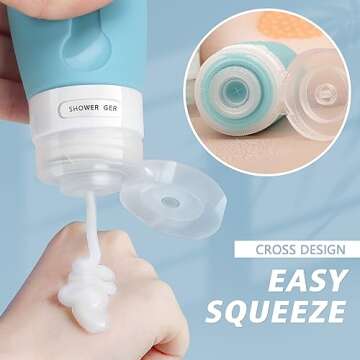 AMMAX Travel Bottles for Toiletries 3 oz with Labels Silicone Leak Proof Travel Size Containers for Shampoo Lotion Refillable Travel Bottles Portable Size as Reusable Travel Accessories 5 pack