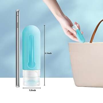 AMMAX Travel Bottles for Toiletries 3 oz with Labels Silicone Leak Proof Travel Size Containers for Shampoo Lotion Refillable Travel Bottles Portable Size as Reusable Travel Accessories 5 pack