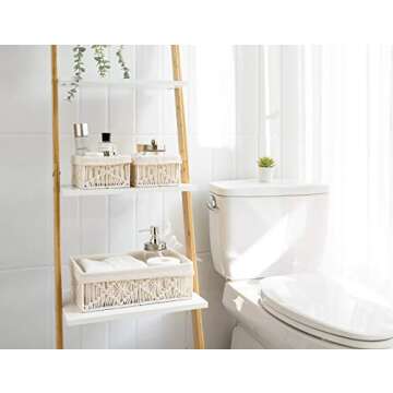 Mkono Macrame Storage Baskets Decor with Removable Cloth Liner Boho Storage Bins Handmade Woven Deco...