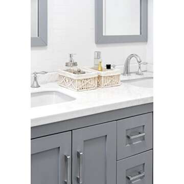 Mkono Macrame Storage Baskets Decor with Removable Cloth Liner Boho Storage Bins Handmade Woven Decorative Countertop Shelf Cabinet Organizer for Bedroom Nursery Living Room, Set of 3