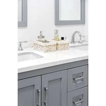 Mkono Macrame Storage Baskets Decor with Removable Cloth Liner Boho Storage Bins Handmade Woven Decorative Countertop Shelf Cabinet Organizer for Bedroom Nursery Living Room, Set of 3