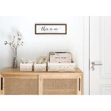 Mkono Macrame Storage Baskets Decor with Removable Cloth Liner Boho Storage Bins Handmade Woven Decorative Countertop Shelf Cabinet Organizer for Bedroom Nursery Living Room, Set of 3