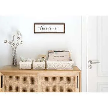 Mkono Macrame Storage Baskets Decor with Removable Cloth Liner Boho Storage Bins Handmade Woven Decorative Countertop Shelf Cabinet Organizer for Bedroom Nursery Living Room, Set of 3