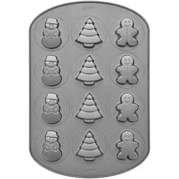 Wilton Non-Stick Christmas Cookie Shapes Pan, 12-Cavity (Gingerbread Man, Tree, Snowman)