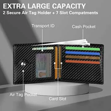 GIPUSSON Slim Leather Wallet for Men Airtag Hidden, Large Bifold Mens Wallet RFID Blocking with ID W...