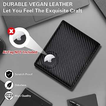 GIPUSSON Leather Wallet for Men with AirTag Holder