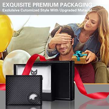 GIPUSSON Leather Wallet for Men with AirTag Holder