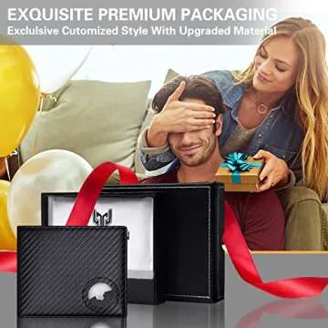 GIPUSSON Leather Wallet for Men with AirTag Holder