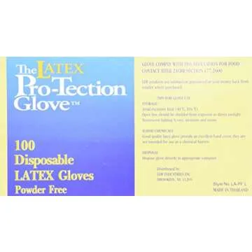 Disposable Latex Gloves, Powder Free Size Large, 100 gloves per box