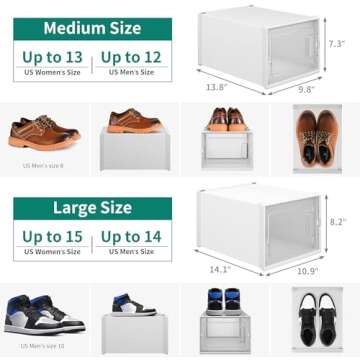 YITAHOME XL 24 Pack Shoe Boxes Fit Up to US Size 15, Plastic Shoe Organizer for Closet, Stackable Sh...