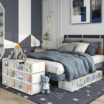 YITAHOME XL 24 Pack Shoe Boxes Fit Up to US Size 15, Plastic Shoe Organizer for Closet, Stackable Shoe Containers Drawers, Shoe Storage Bins (XL, White)