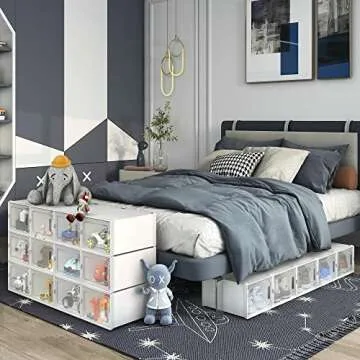 YITAHOME XL 24 Pack Shoe Boxes Fit Up to US Size 15, Plastic Shoe Organizer for Closet, Stackable Shoe Containers Drawers, Shoe Storage Bins (XL, White)