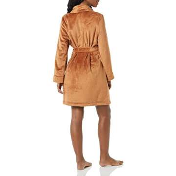 Amazon Essentials Women's Mid-Length Plush Robe (Available in Plus Size), Brown, X-Small