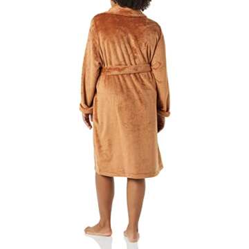 Amazon Essentials Women's Mid-Length Plush Robe (Available in Plus Size), Brown, X-Small