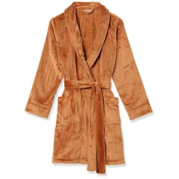 Amazon Essentials Women's Mid-Length Plush Robe (Available in Plus Size), Brown, X-Small