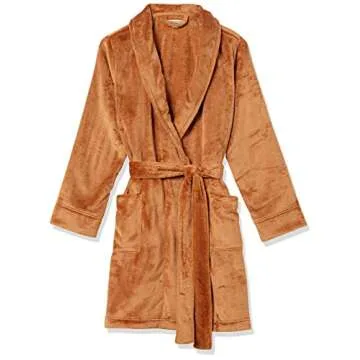 Amazon Essentials Women's Mid-Length Plush Robe (Available in Plus Size), Brown, X-Small