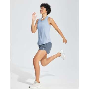 BALEAF Women's Workout Tank Top Racerback Tops Sleeveless Running Shirts Loose Fit Yoga Athletic Gym Sports Blue L