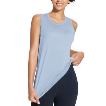 BALEAF Women's Workout Tank Top Racerback Tops Sleeveless Running Shirts Loose Fit Yoga Athletic Gym Sports Blue L