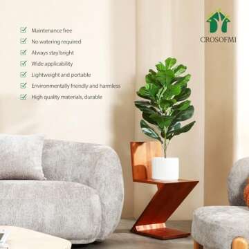 CROSOFMI Artificial Mini Fiddle Leaf Fig Tree 37Inch Fake Ficus Lyrata Plant with 32 Leaves Faux Pla...