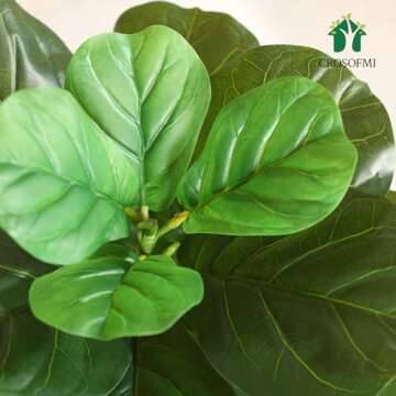 CROSOFMI Artificial Mini Fiddle Leaf Fig Tree 37Inch Fake Ficus Lyrata Plant with 32 Leaves Faux Plants in Pot for Indoor House Home Office Modern Decoration Perfect Housewarming Gift