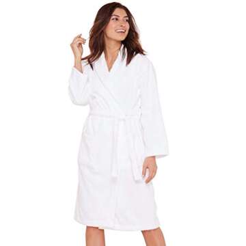 JuneBloom Women's Robe, 100% Cotton Terry Shawl Bathrobe Unisex 3XL White