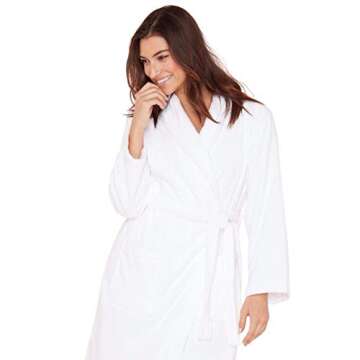 JuneBloom Women's Robe, 100% Cotton Terry Shawl Bathrobe Unisex 3XL White