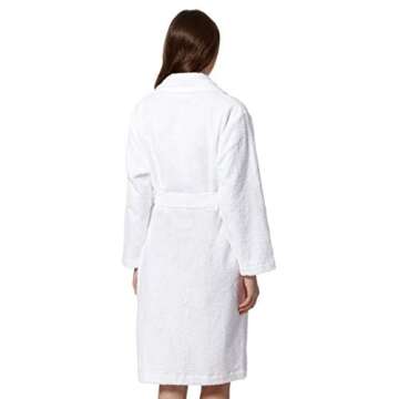 JuneBloom Women's Robe, 100% Cotton Terry Shawl Bathrobe Unisex 3XL White