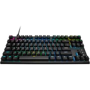Corsair K60 RGB TKL RGB Tenkeyless Optical-Mechanical Wired Gaming Keyboard - OPX Switches - Polycar...