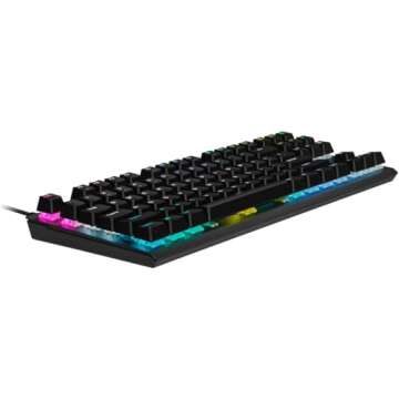Corsair K60 RGB TKL RGB Tenkeyless Optical-Mechanical Wired Gaming Keyboard - OPX Switches - Polycarbonate Keycaps - iCUE Compatible - QWERTY NA Layout - Black (Renewed)