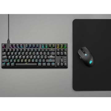 Corsair K60 RGB TKL RGB Tenkeyless Optical-Mechanical Wired Gaming Keyboard - OPX Switches - Polycarbonate Keycaps - iCUE Compatible - QWERTY NA Layout - Black (Renewed)