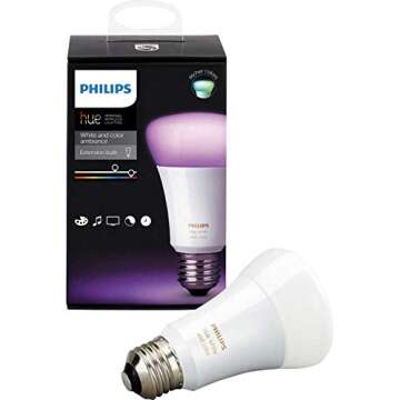 Philips Hue White and Color Ambiance A19 Adjustable Smart Bulb with Voice Activation