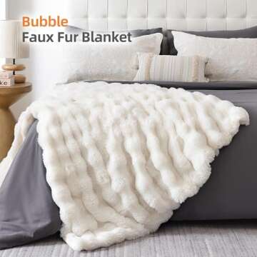 Smoofy Faux Fur Blanket Rabbit Fleece - Cozy Soft Plush Throw Blanket for Couch Bed