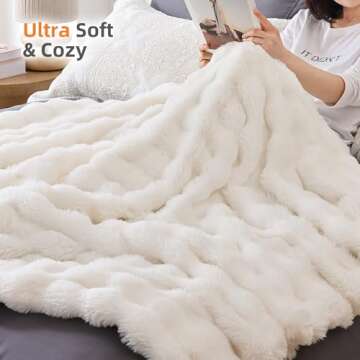 Smoofy Cream White Faux Fur Blanket - Luxuriously Soft Throw