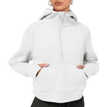 Stylish LASLULU Women's Cropped Fleece Zip Hoodie