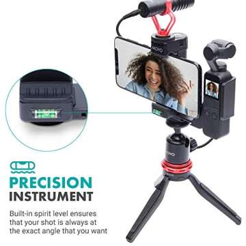Movo OPR-50 Smartphone Video Rig Compatible with DJI OSMO Pocket 1, 2 - Includes Mount and 2X Shoe Mount for Microphone, Light, and More - Phone Stabilizer for Video Recording