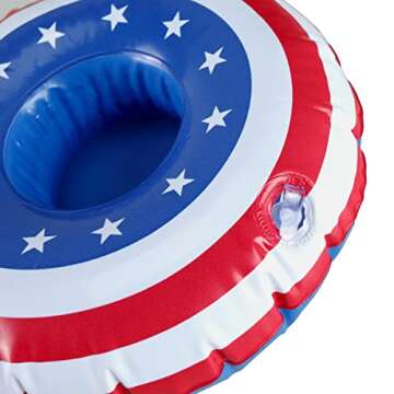 BinaryABC Inflatable Patriotic Pool Drink Holders Drink Floaties,USA American Flag Inflatable Floating Drink Cup Holder,Memorial Day 4th of July Party Supplies,3Pcs