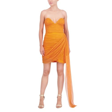BCBGMAXAZRIA Womens Deep V Sweetheart Neck Strapless Mini Cocktail Dress, Vibrant Color, Size 4 US