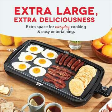 DASH Deluxe Everyday Electric Griddle with Dishwasher Safe Removable Nonstick Cooking Plate for Panc...