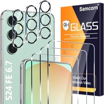 Firstnow 3 Pack Glass Screen & Camera Lens Protectors for Galaxy S24 FE